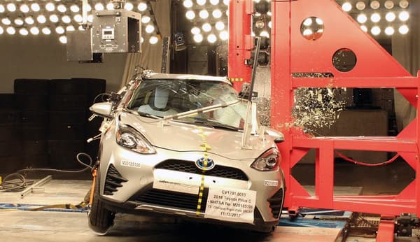 NHTSA Side pole test of the 2019 Toyota Prius C