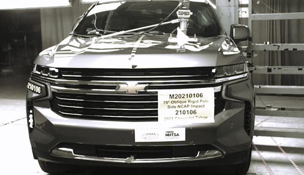 NHTSA Side pole test of the 2021 Chevrolet Tahoe