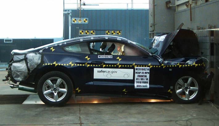 NHTSA crash test of the 2021 Ford Mustang