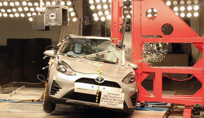 NHTSA Side pole test of the 2019 Toyota Prius C
