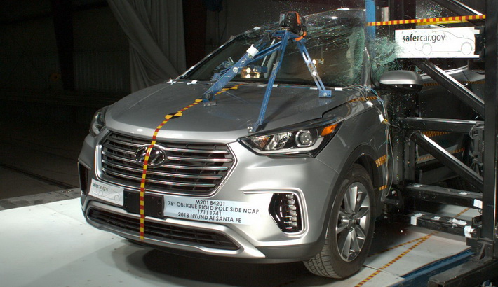 NHTSA Side pole test of the 2019 Hyundai Santa Fe Xl