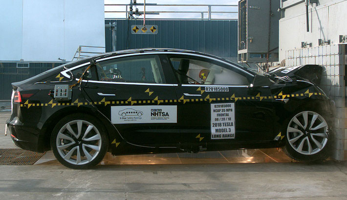 NHTSA crash test of the 2019 Tesla Model 3