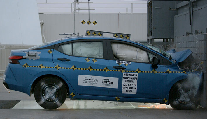 NHTSA crash test of the 2020 Nissan Versa