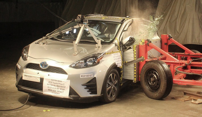 NHTSA Side impact test of the 2020 Toyota Prius C