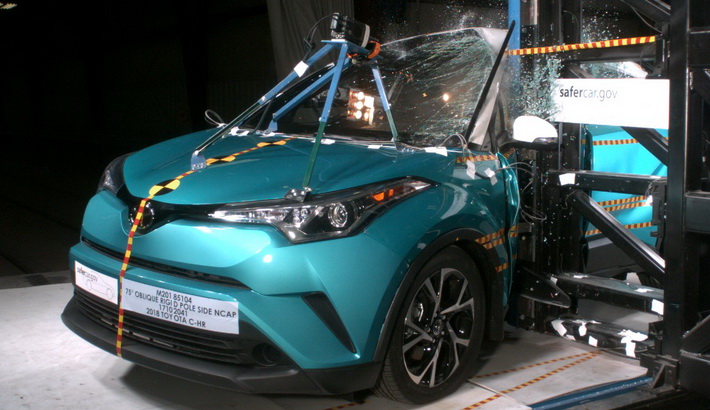 NHTSA Side pole test of the 2020 Toyota C-Hr