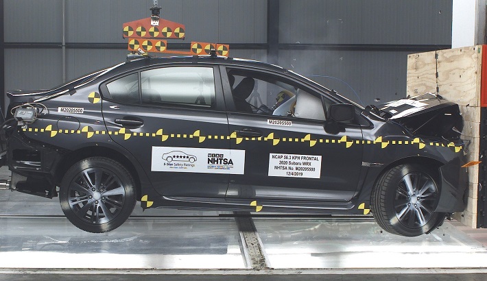 NHTSA crash test of the 2020 Subaru WRX