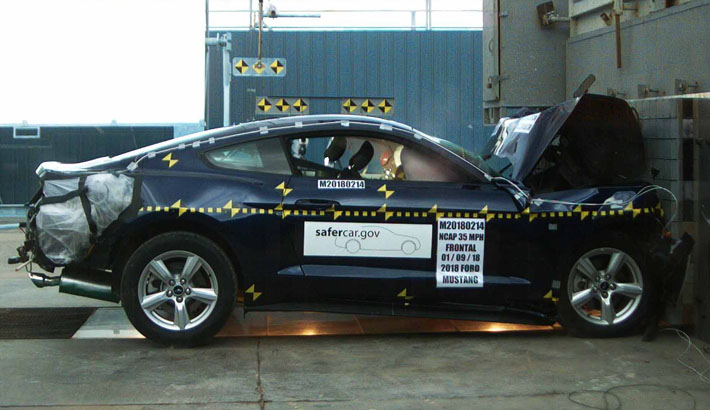 NHTSA crash test of the 2020 Ford Mustang