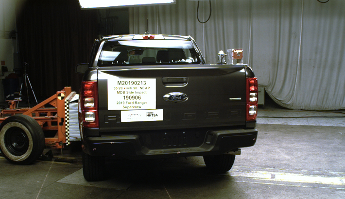 NHTSA Side impact test of the 2020 Ford Ranger