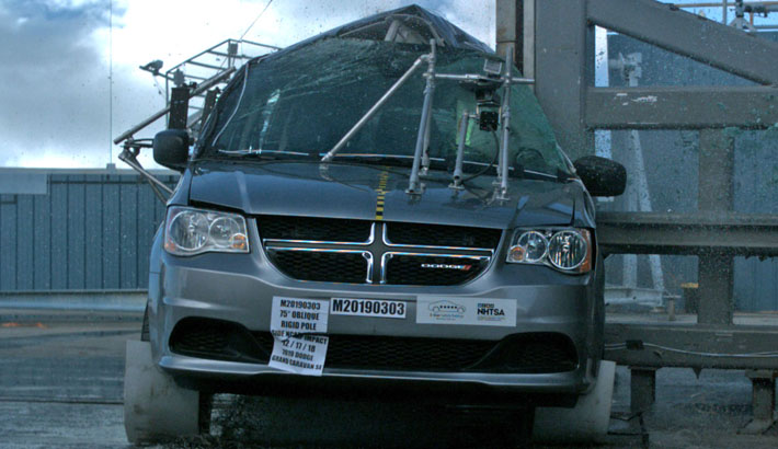 NHTSA Side pole test of the 2020 Dodge Grand Caravan