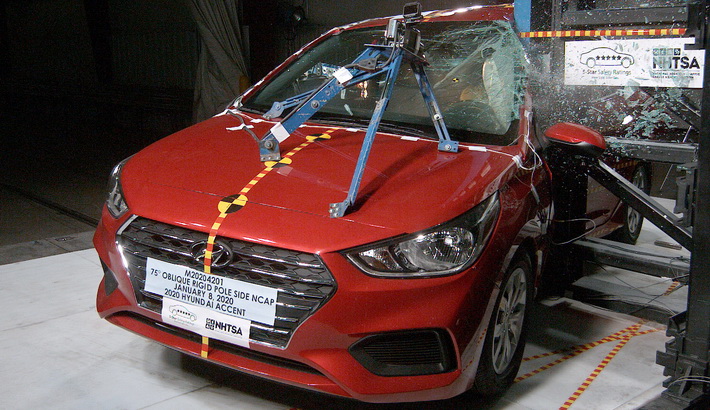 NHTSA Side pole test of the 2021 Hyundai Accent