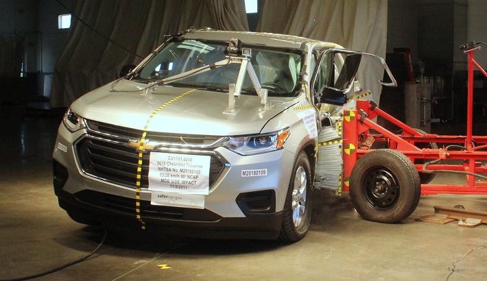 NHTSA Side impact test of the 2021 Chevrolet Traverse