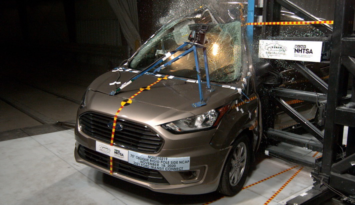 NHTSA Side pole test of the 2021 Ford Transit Connect
