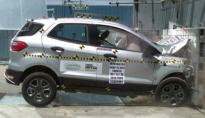NHTSA crash test of the 2021 Ford Ecosport