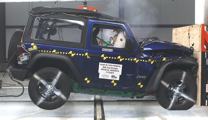 NHTSA crash test of the 2021 Jeep Wrangler