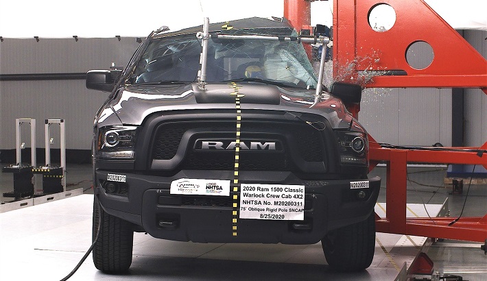 NHTSA Side pole test of the 2021 Ram 1500 Classic