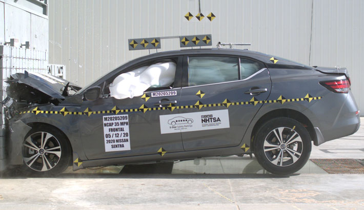 NHTSA crash test of the 2021 Nissan Sentra