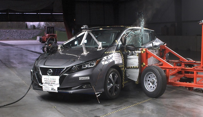 NHTSA Side impact test of the 2021 Nissan Leaf Plus