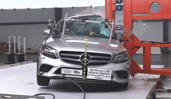 NHTSA Side pole test of the 2021 Mercedes-Benz C-Class