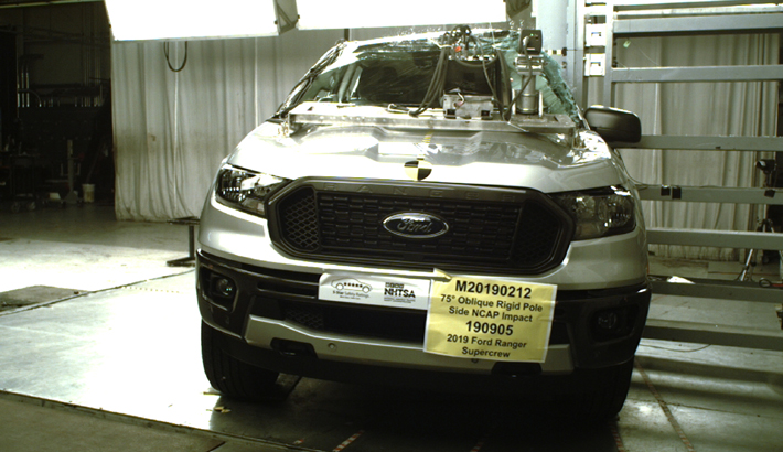 NHTSA Side pole test of the 2022 Ford Ranger