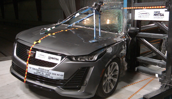 NHTSA Side pole test of the 2023 Cadillac Ct5