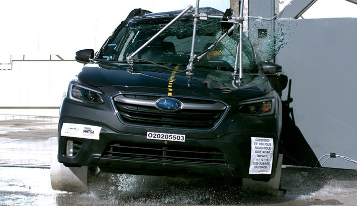 NHTSA Side pole test of the 2023 Subaru Outback