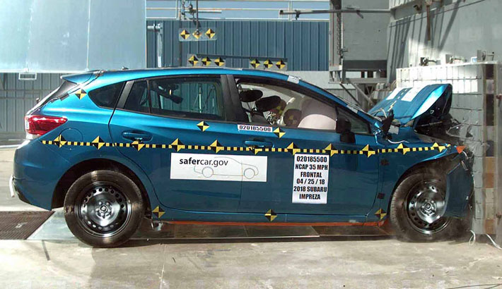 NHTSA crash test of the 2023 Subaru Impreza