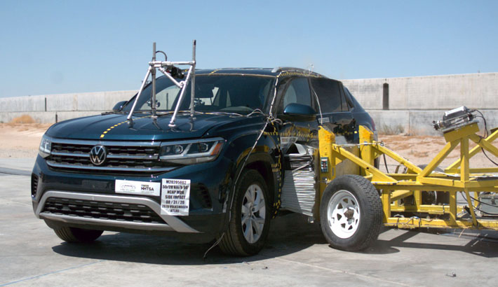 NHTSA Side impact test of the 2024 Volkswagen Atlas Cross Sport