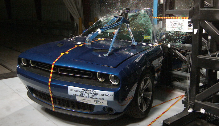 NHTSA Side pole test of the 2023 Dodge Challenger
