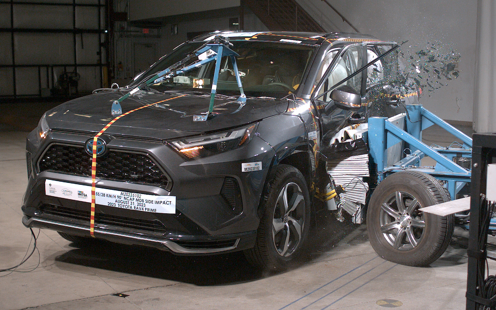 NHTSA Side impact test of the 2024 Toyota Rav4 Prime