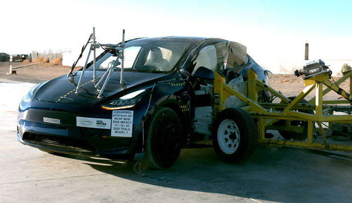 NHTSA Side impact test of the 2024 Tesla Model Y Rwd