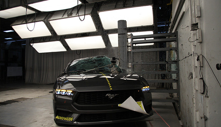 NHTSA Side pole test of the 2025 Ford Mustang
