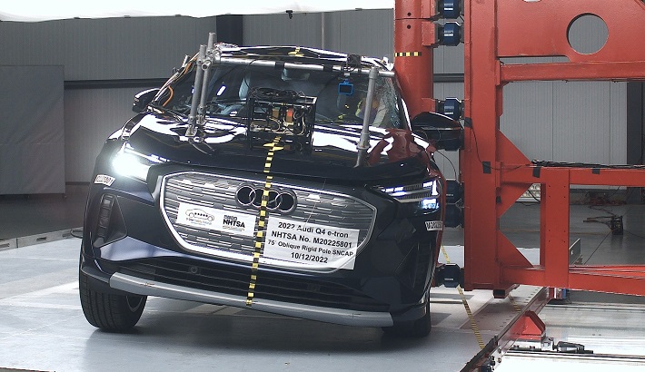 NHTSA Side pole test of the 2026 Audi Q4 E-Tron Bev