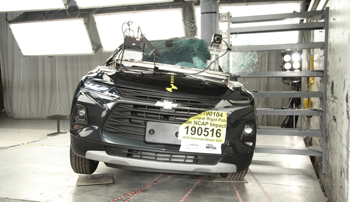 NHTSA Side pole test of the 2026 Chevrolet Blazer Ev Bev