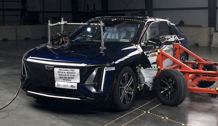 NHTSA Side impact test of the 2026 Cadillac Lyriq Bev